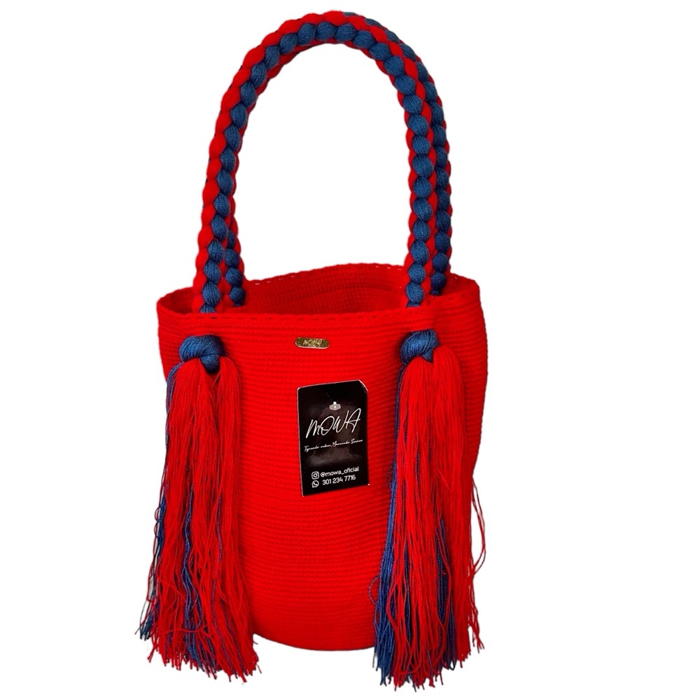 Wayuu Handbag Mochila Rapunzel Tassel Braided Straps Handmade Red NWT